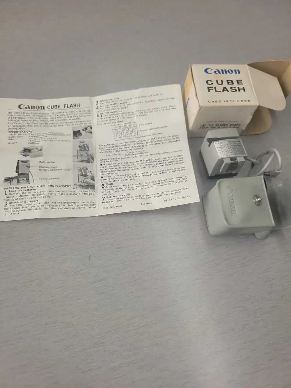 Vintage Canon Cube Flash Shoe Adapter w/ Box Case Manual Canonet QL17 FT QL
